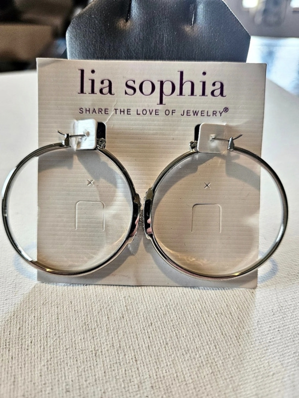 lia sophia Silver Hoop Earrings NWT